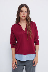 Springfield Polo de tejido de corte combinado