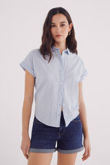 Springfield Camisa oxford ligera manga corta azul