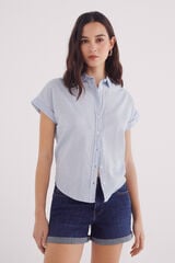 Springfield Camisa oxford ligera manga corta azul