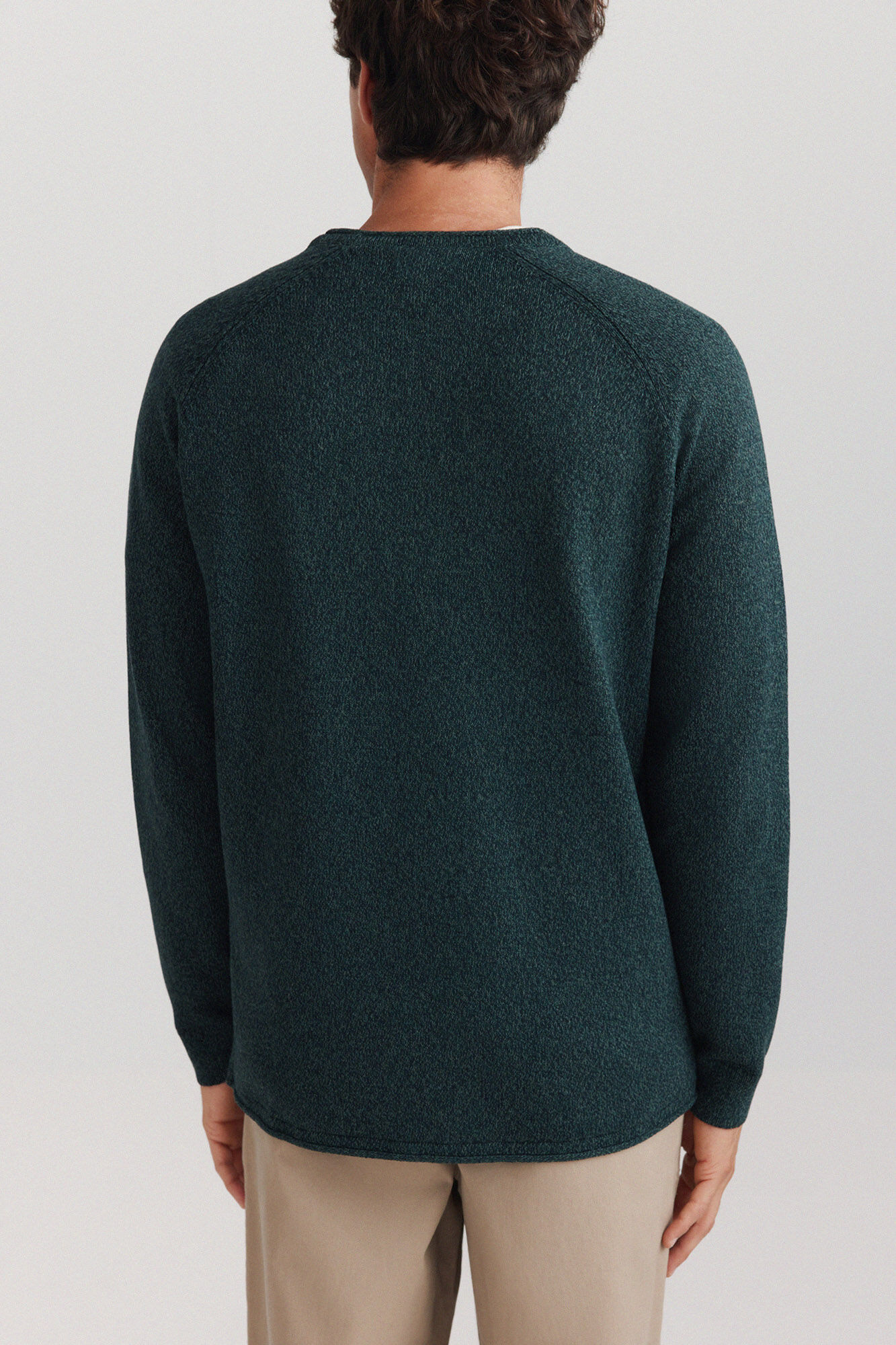 Springfield Su&eacute;ter liso con trenzado y cuello alto verde