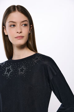 Springfield Playera estrellas tachuelas cristales negro