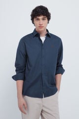 Springfield Camisa de franela con coderas azul indigo