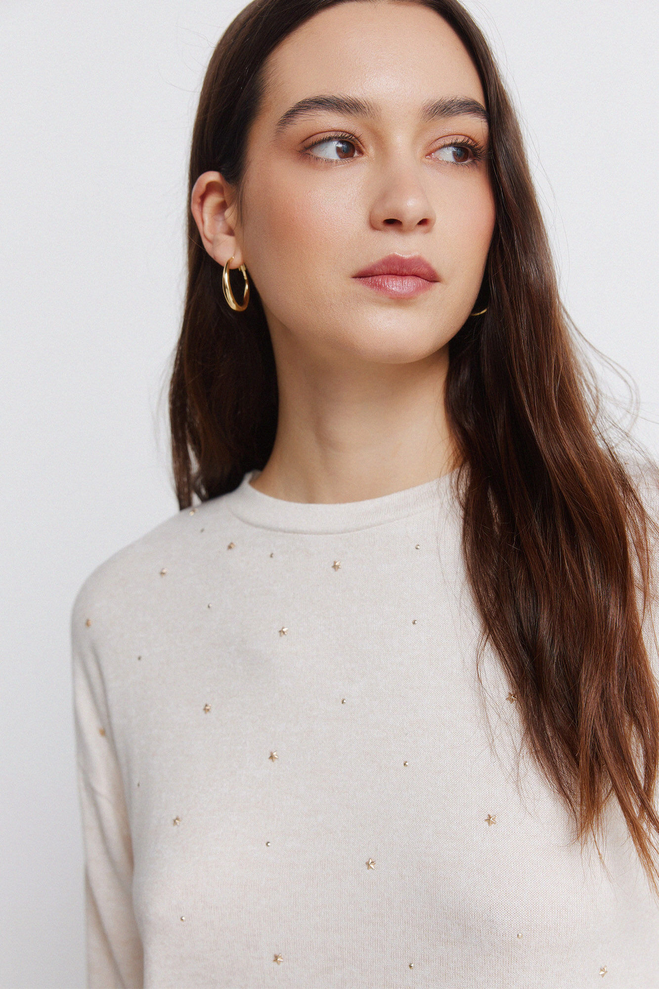 Springfield Playera con tachuelas en la parte delantera caf&eacute;