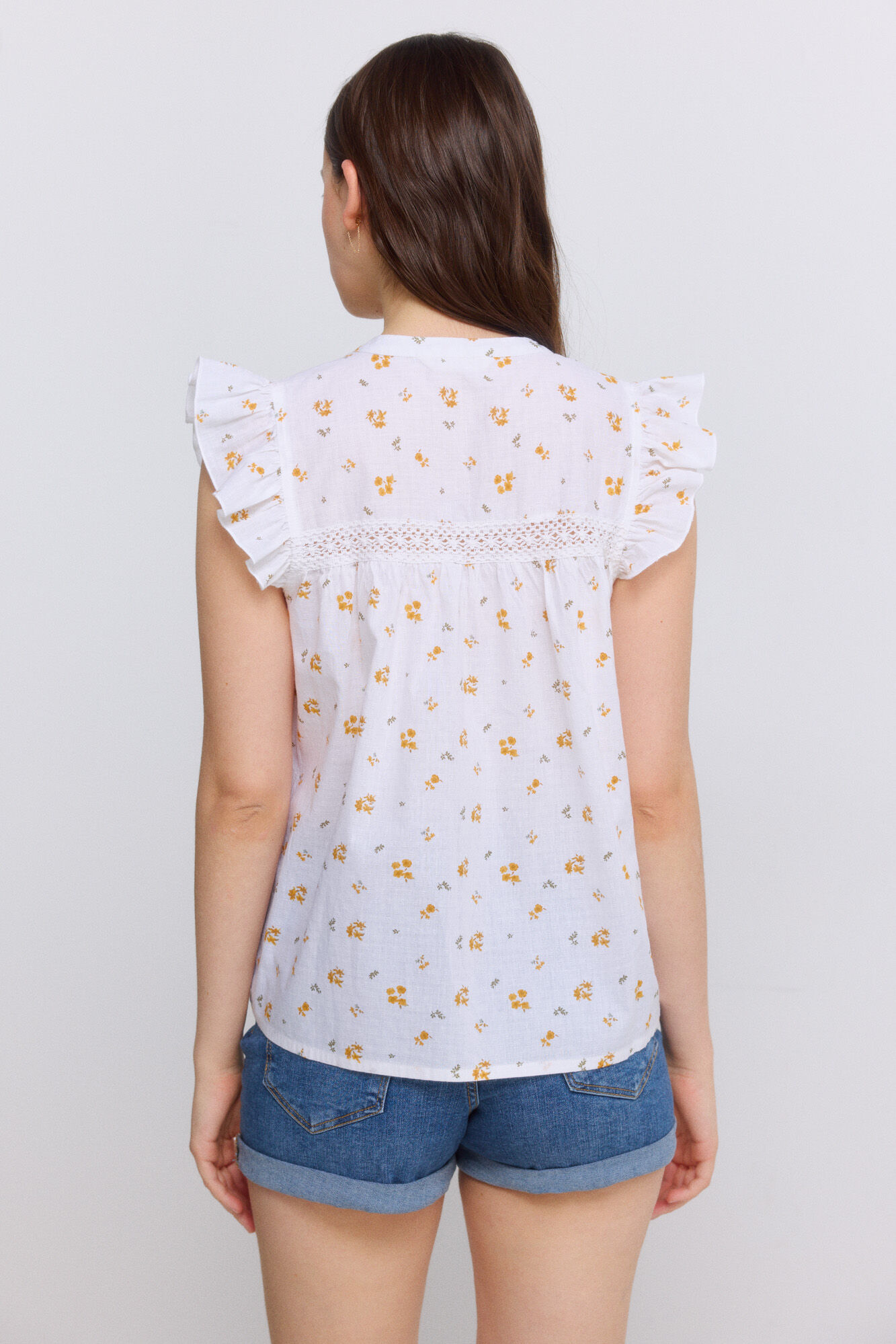 Springfield Blusa rom&aacute;ntica con pliegues blanco