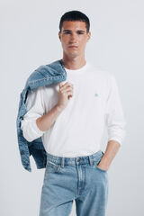 Springfield Playera básica de manga larga con acabado suave. marfil