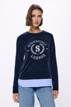 Springfield Playera gráfica chenilla combinada azul