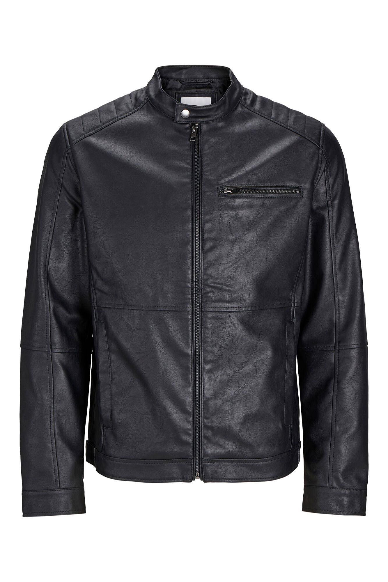 Jack & Jones Chamarra biker efecto piel negro