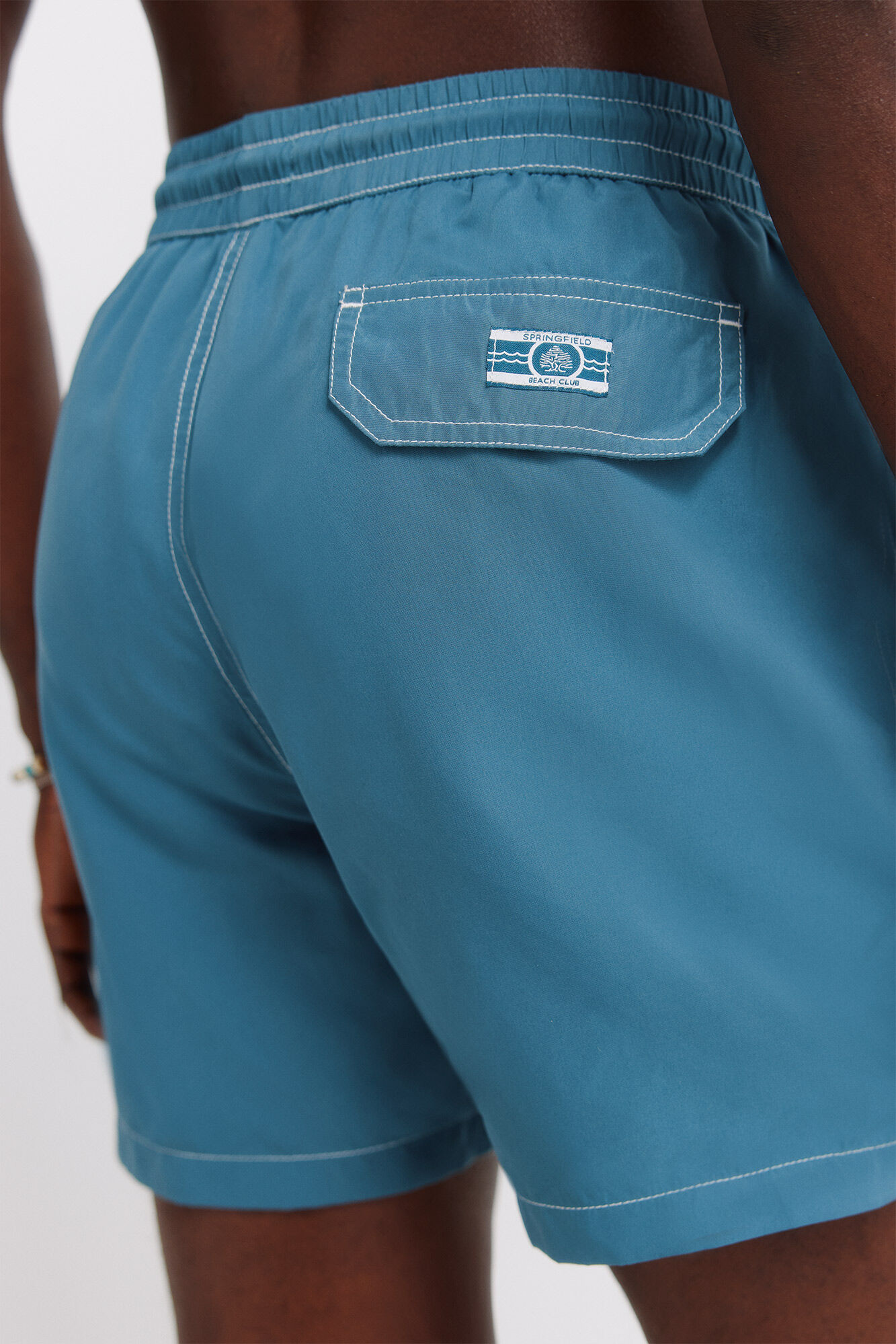 Springfield Traje de ba&ntilde;o liso con contrastes azul