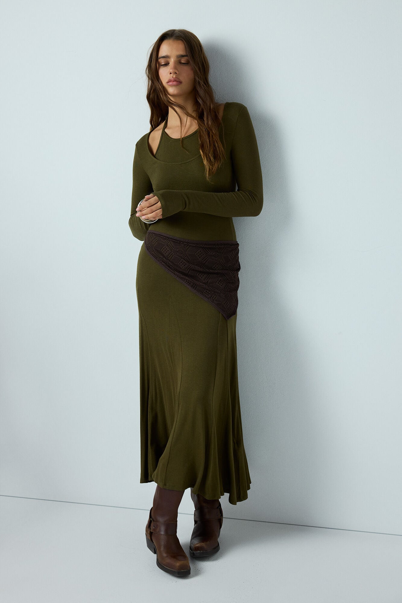 High Spirits Vestido Midi Sage kaki