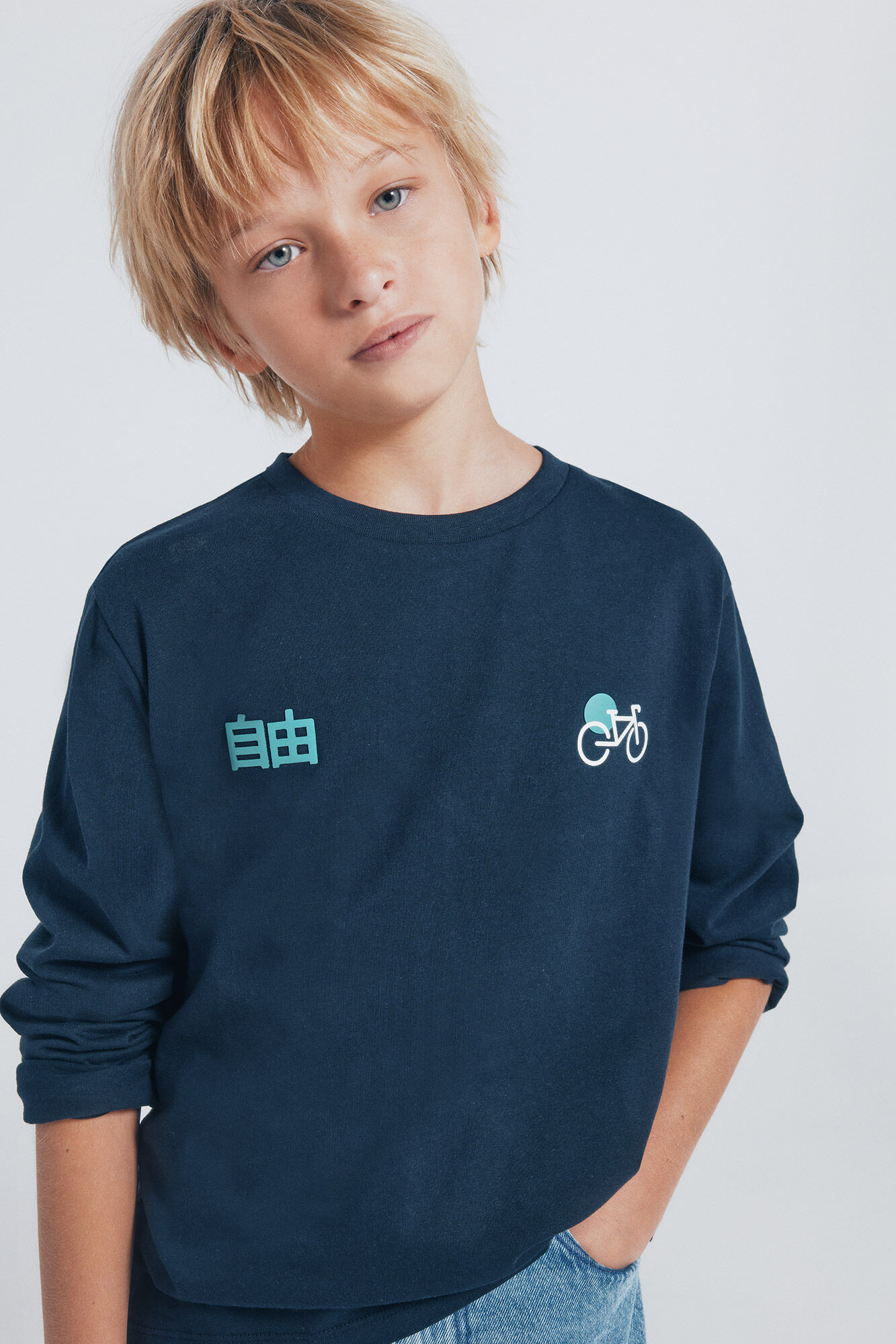 Springfield Kids Camisera manga larga bici Jap&oacute;n ni&ntilde;o azul