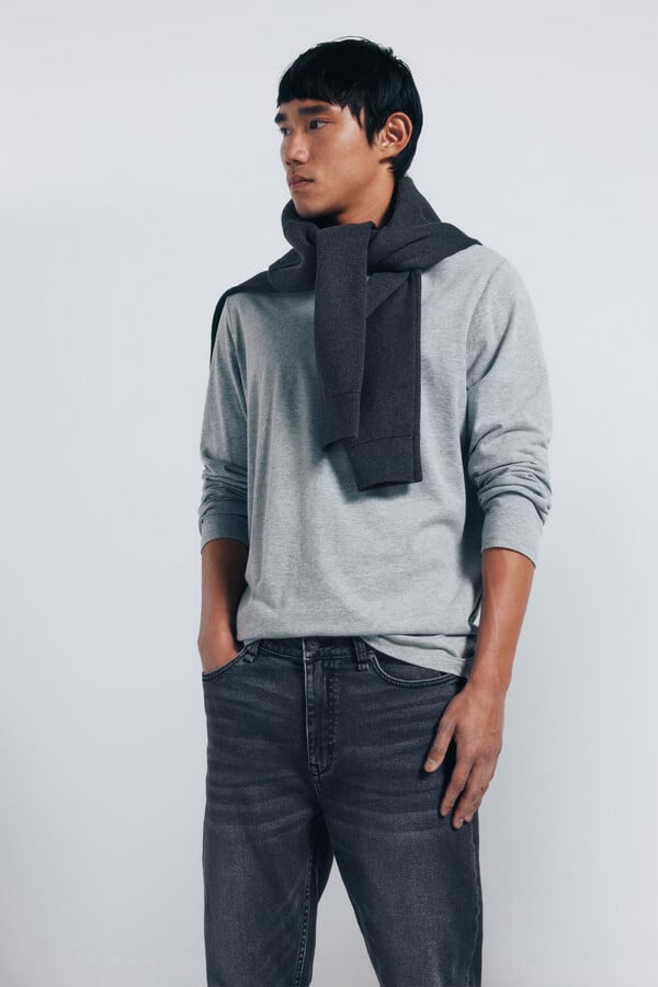 Springfield Jeans ajustados con lavado gris oscuro gris