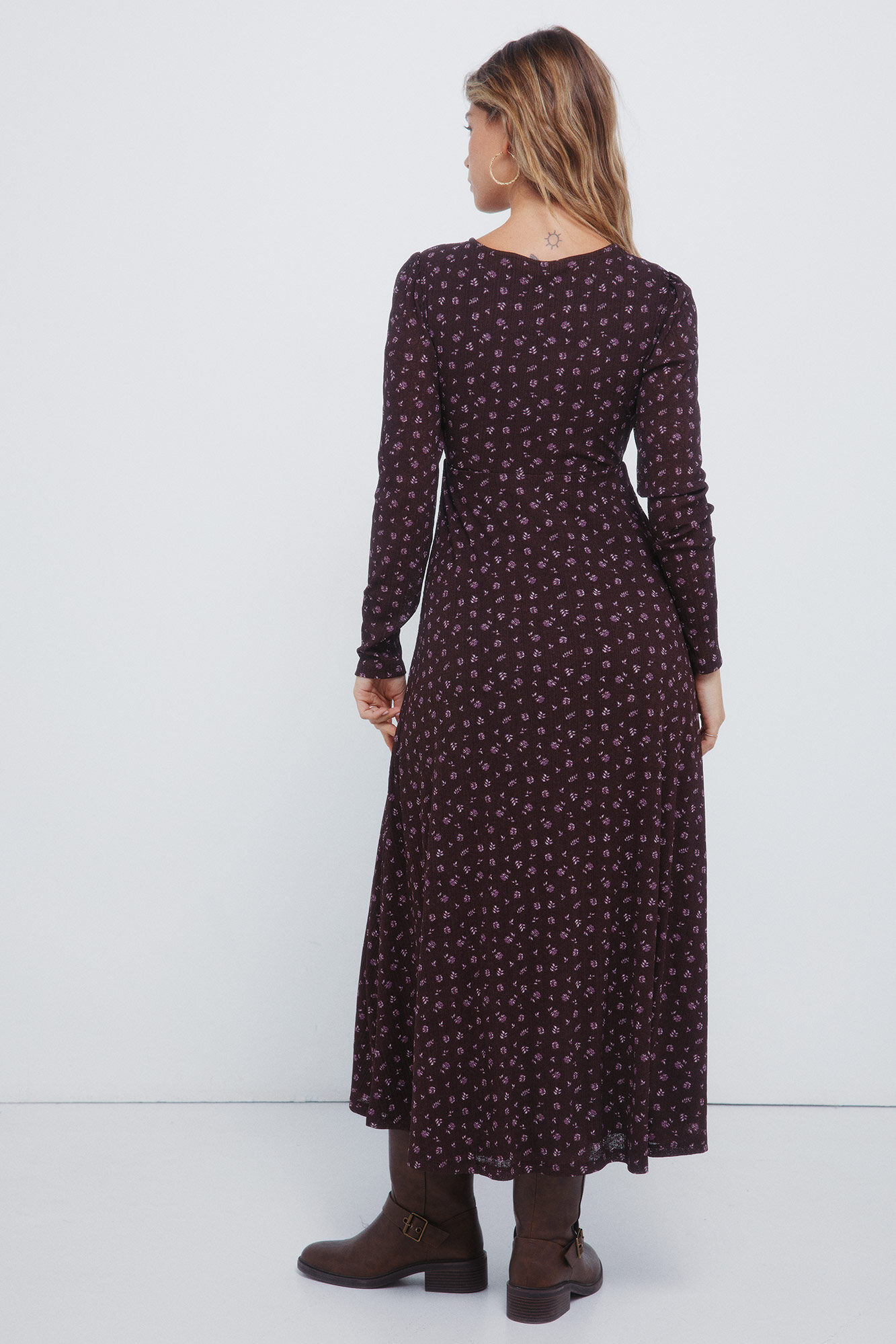 Springfield Vestido midi floral caf&eacute;