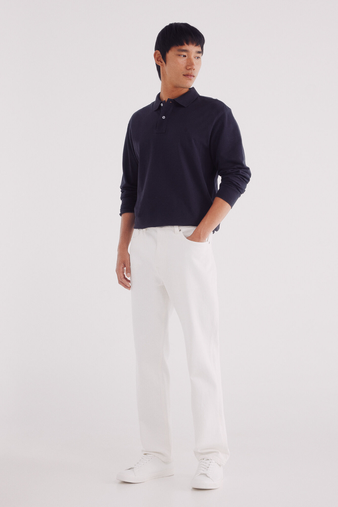 Springfield Polo b&aacute;sico de piqu&eacute; de manga larga regular azul