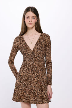 Springfield Vestido corto leopardo nude