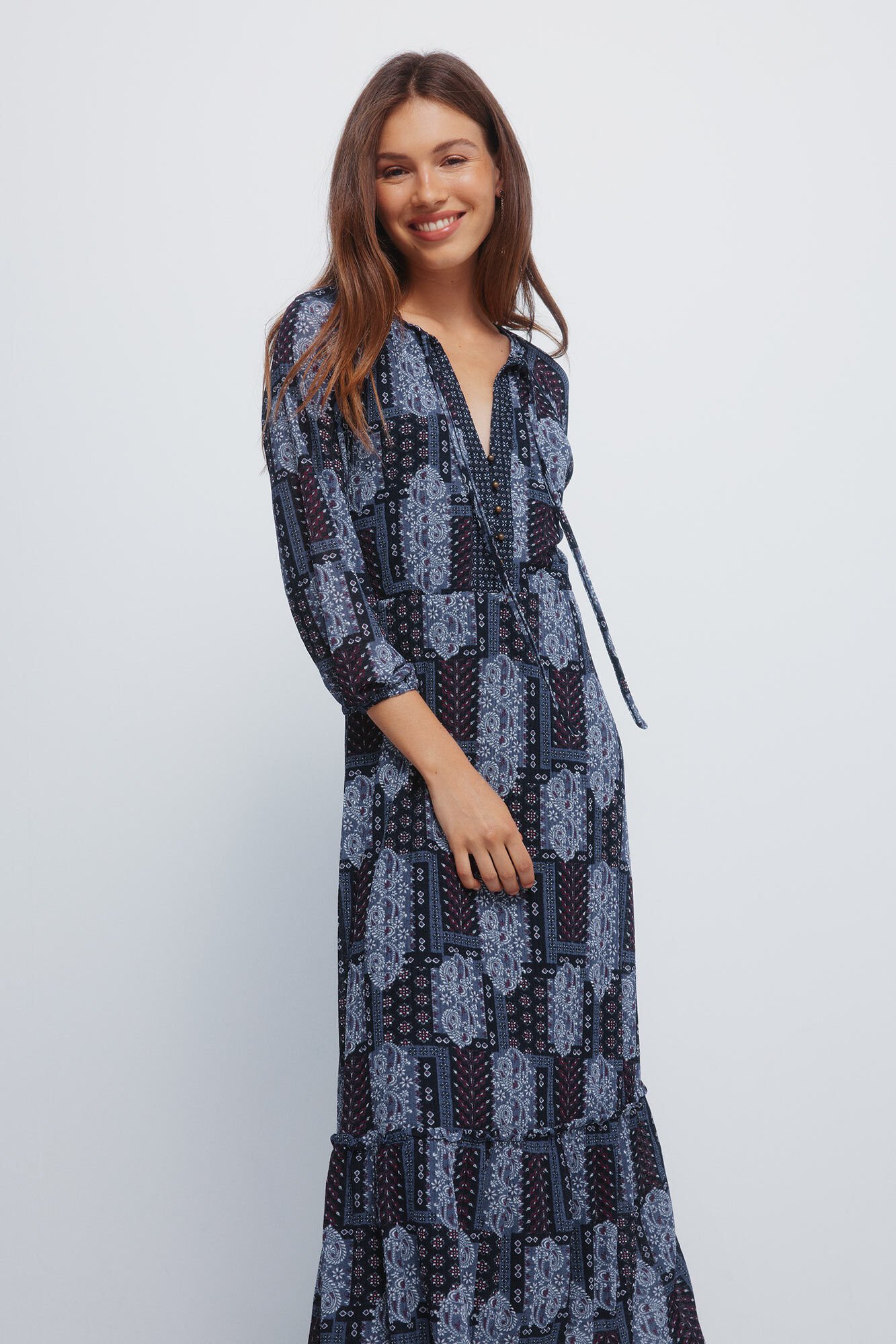 Springfield Vestido midi bohemio marino