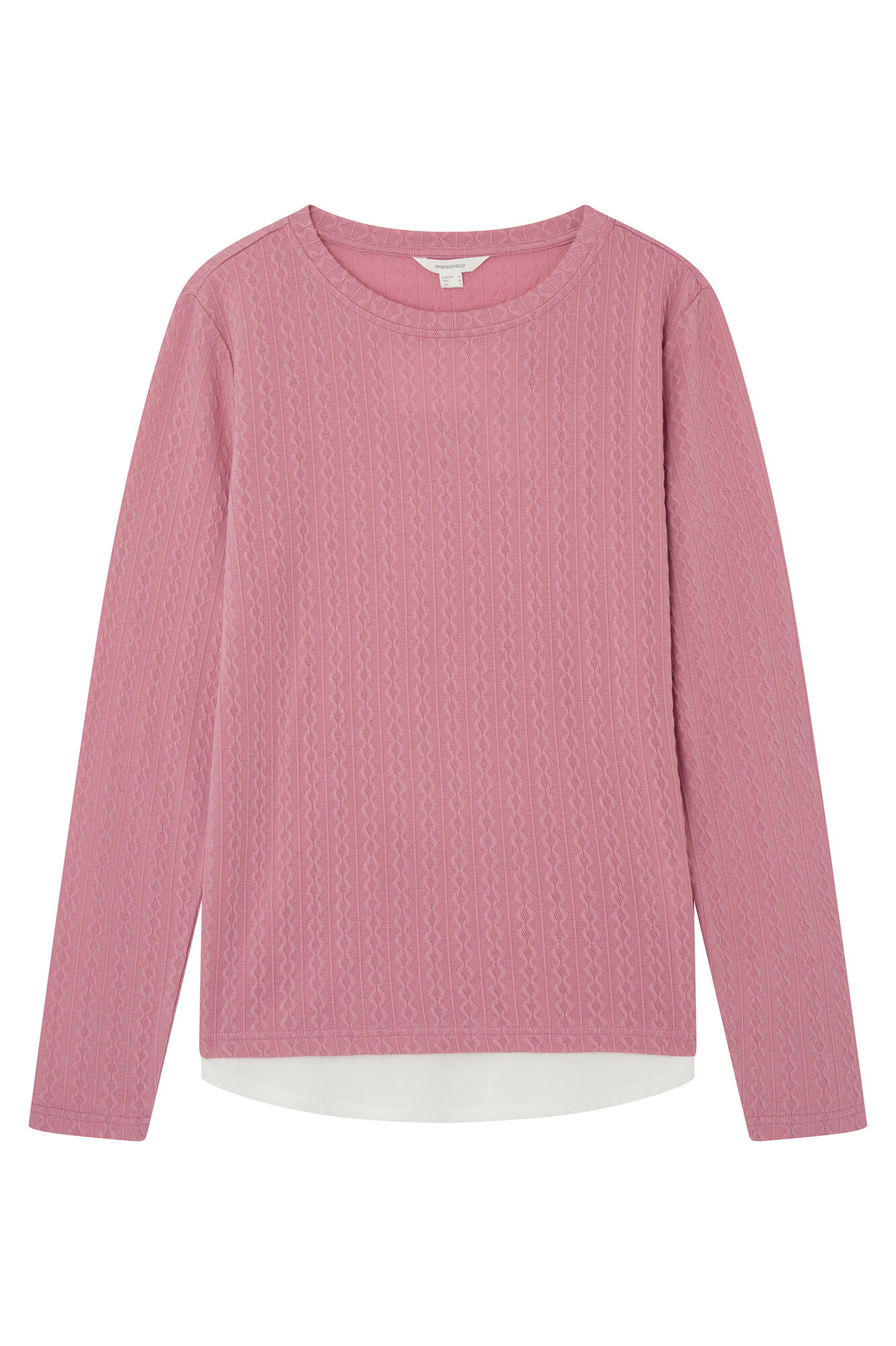 Springfield Playera Bimateria Estructura rosa