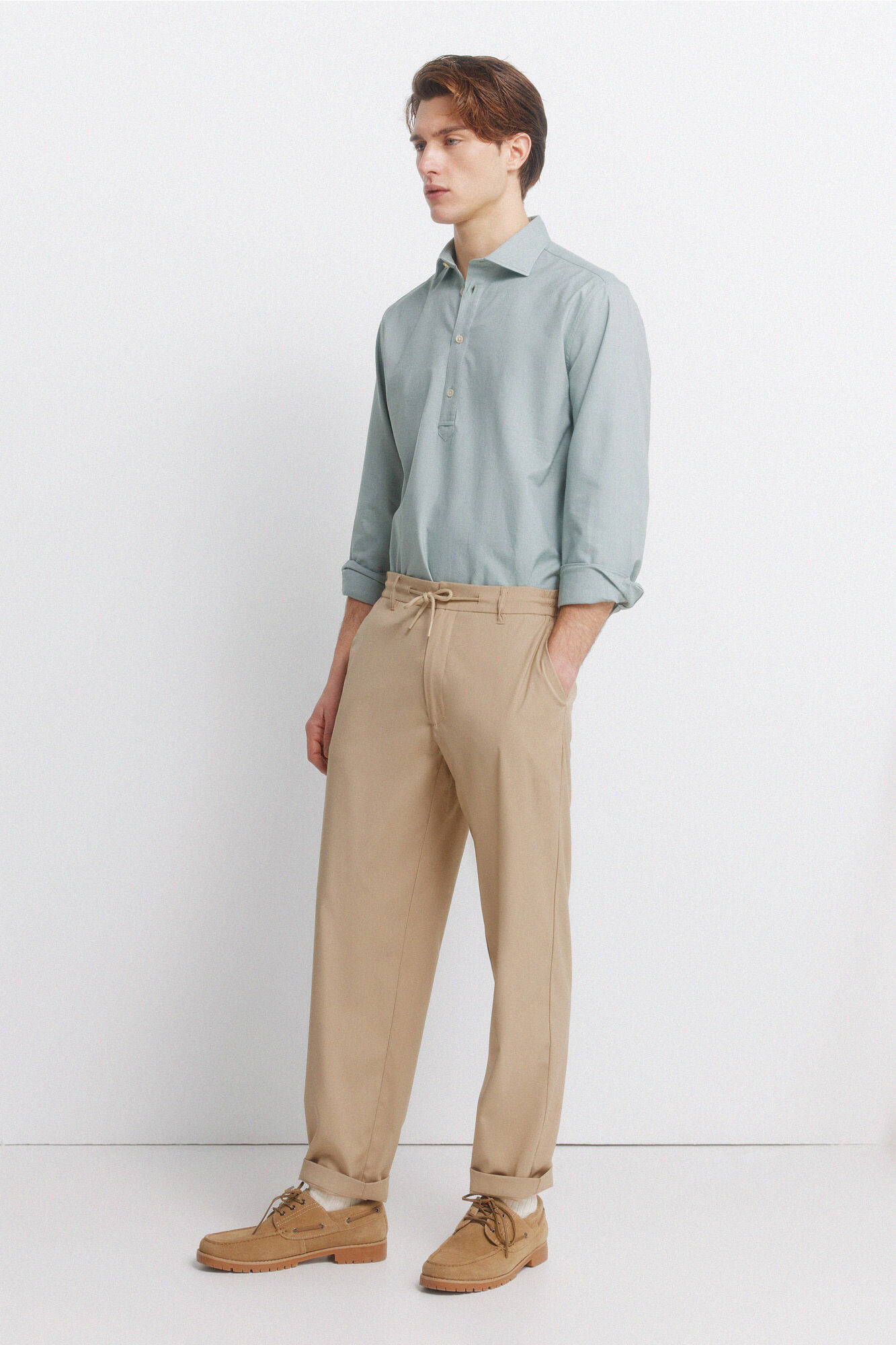 Springfield Camisa polera oxford ligero verde