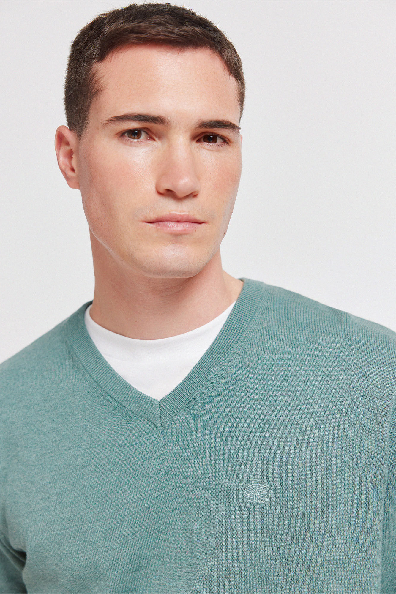 Springfield Su&eacute;ter b&aacute;sico cuello en pico logo Springfield turquesa