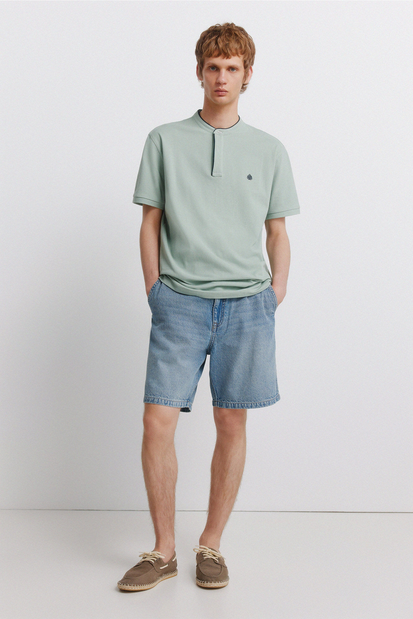 Springfield Polo de piqu&eacute; cuello mao slim fit verde