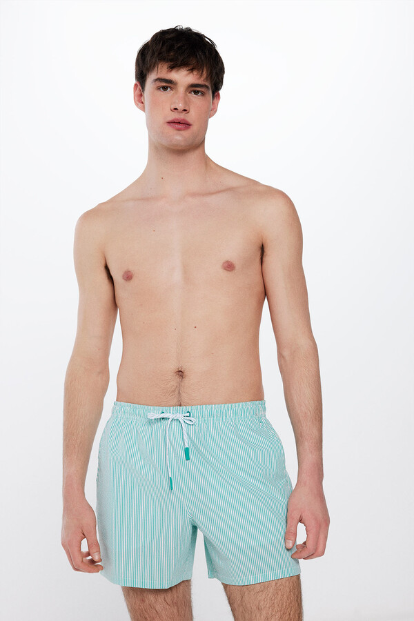 Springfield Bañador seersucker estampado rayas turquesa