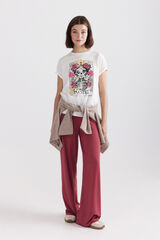 Springfield Pantal&oacute;n fluido de viscosa morado/lila