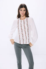 Springfield Blusa bordados  verticales flores  estampado