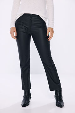 Springfield Pantalón kick flare encerado negro