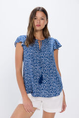 Springfield Blusa fluida estampada azulado