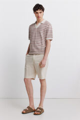 Springfield Bermudas de lino comfort slim fit blanco