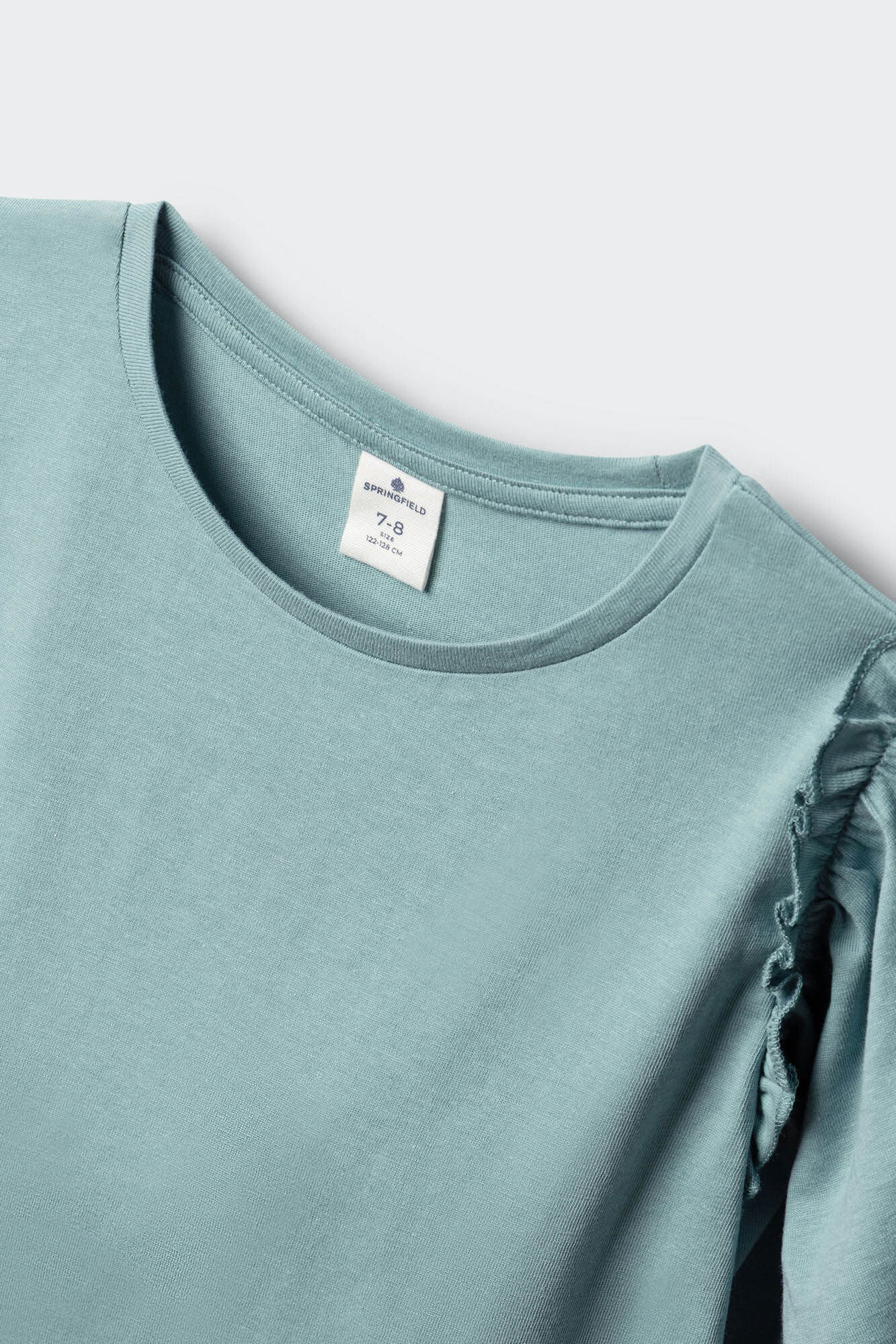 Springfield Kids Playera de manga corta b&aacute;sica con volantes para ni&ntilde;a azul