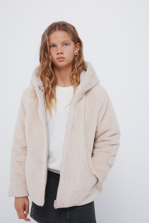 Springfield Kids chamarra de piel de niña beige