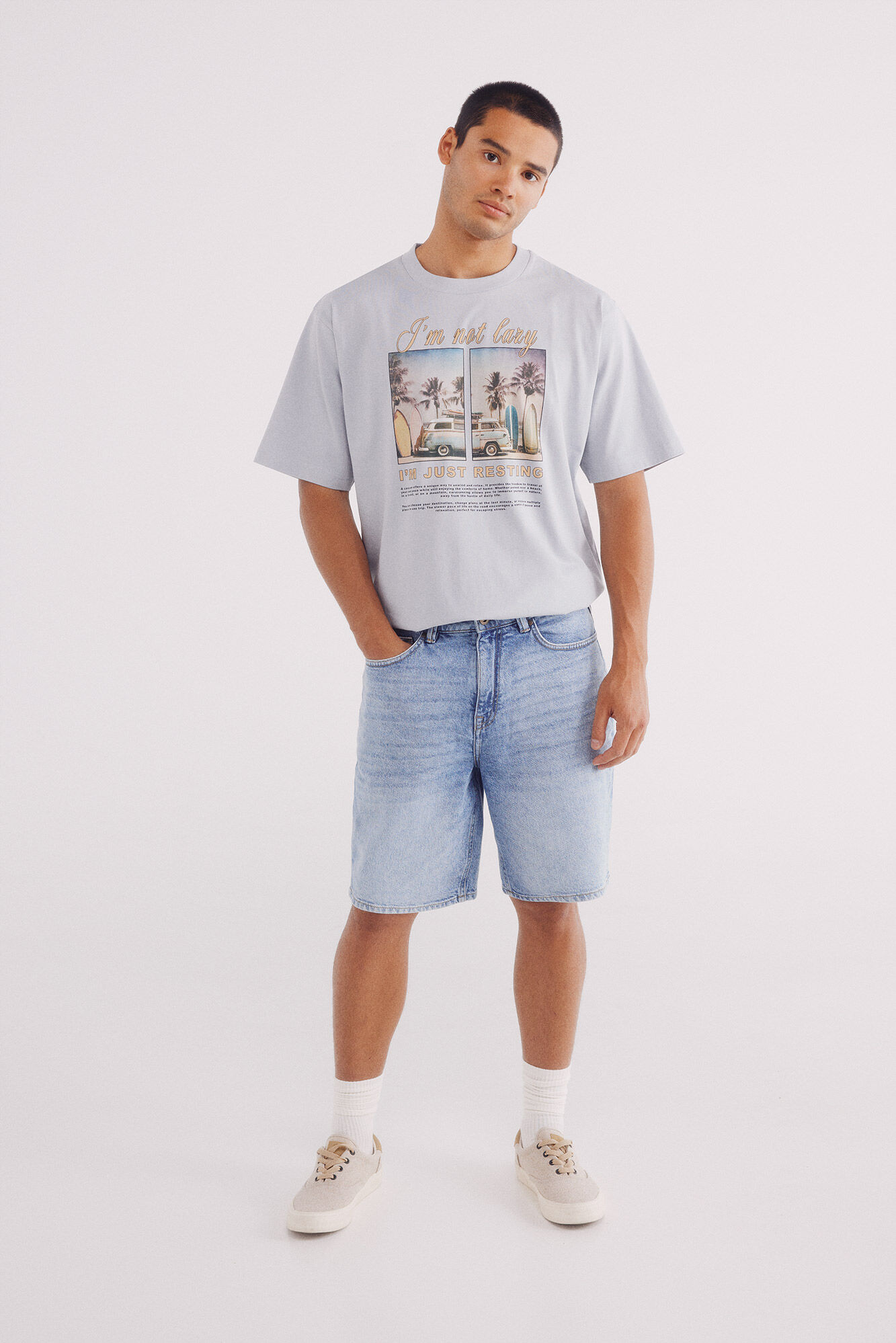 Springfield Camiseta I'm not lazy azul