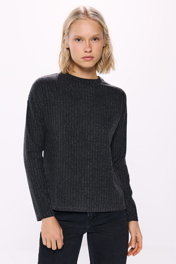 Springfield Playera estructura canalé gris
