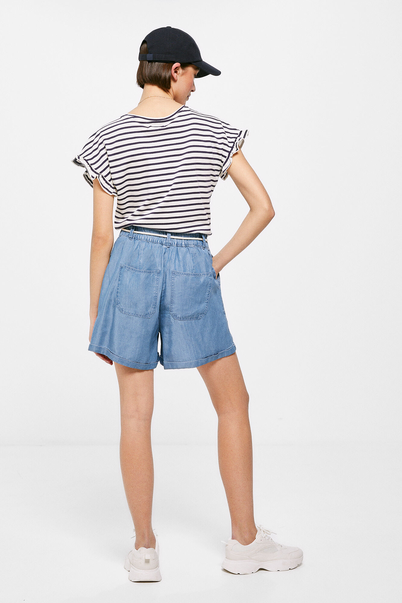 Springfield Bermuda Vaquera Tencel Cintur&oacute;n Cuerda azul