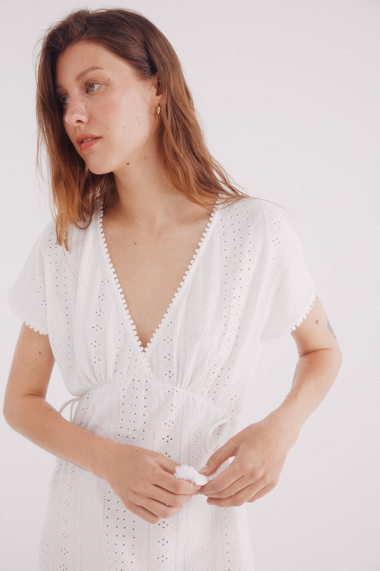 Springfield Vestido midi bordado suizo circular