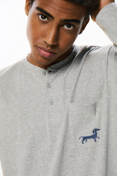 Springfield Pijama largo rib perro salchicha gris