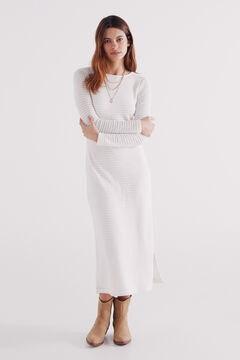 Springfield Vestido midi estructura beige