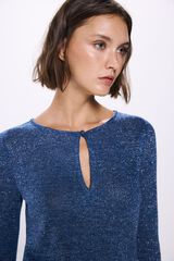 Springfield Playera lurex abertura escote gris