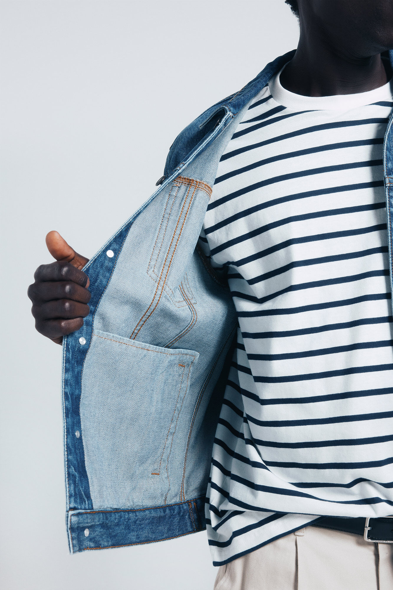 Springfield Chamarra denim b&aacute;sica turquesa