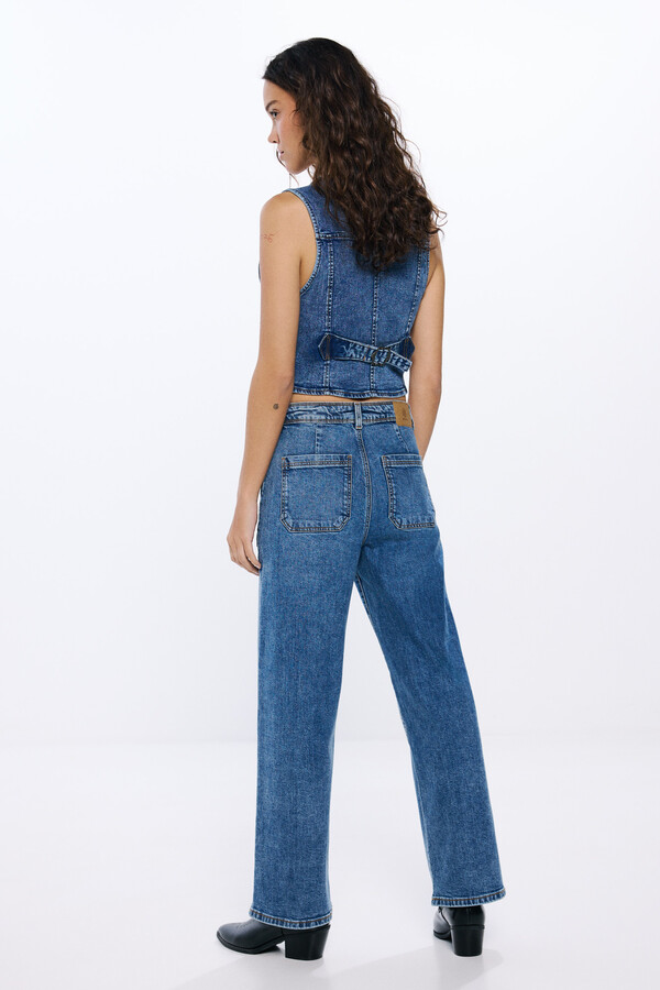 Springfield Jeans bolsillos culotte  azul