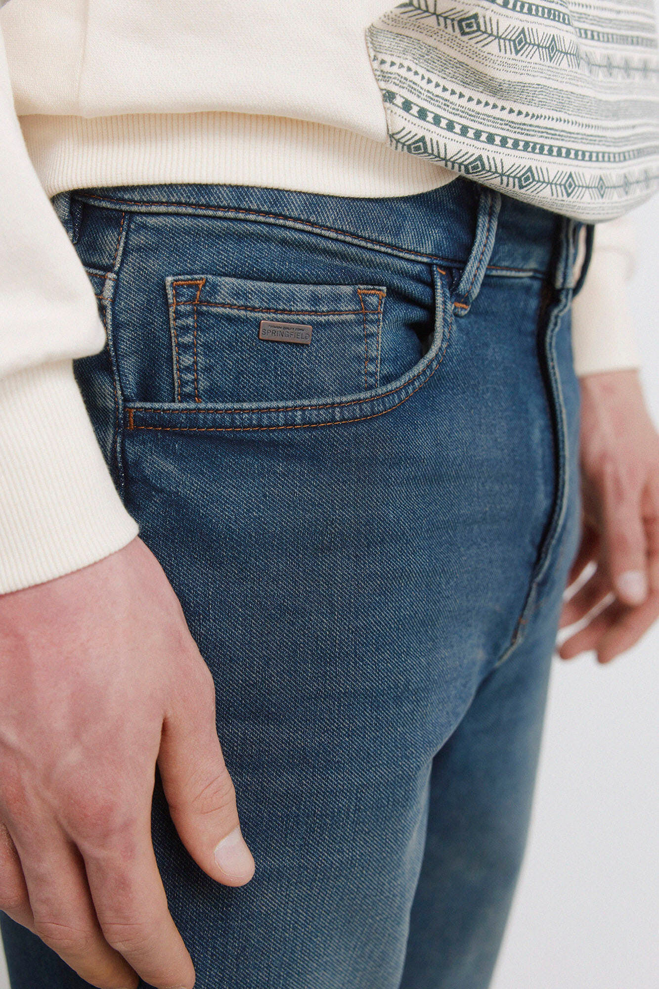 Springfield Jeans slim fit de knit denim sobretintado azul