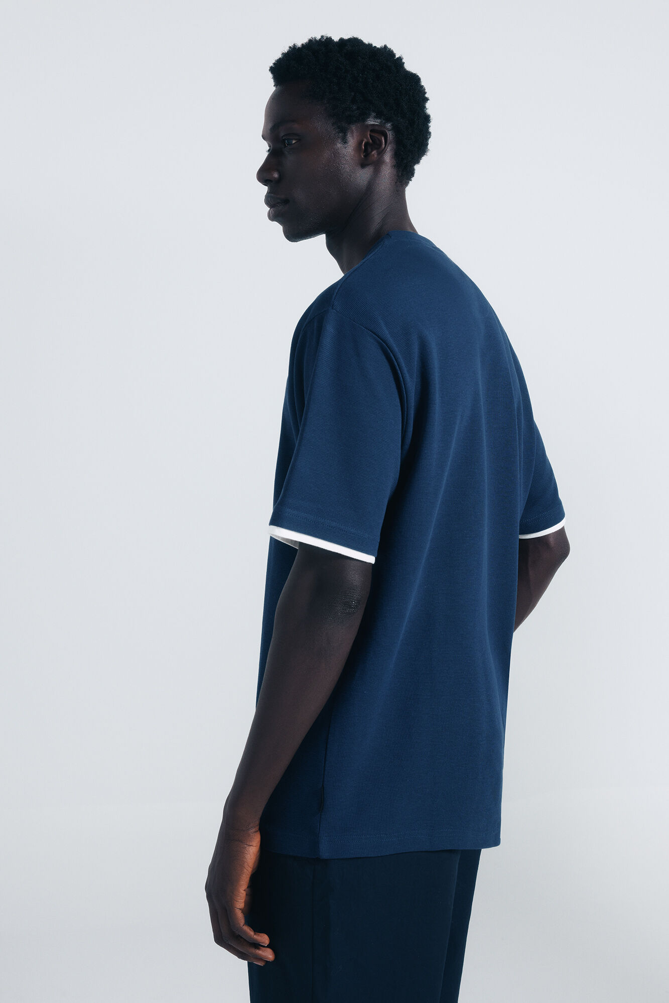 Springfield Camiseta doble mini waffle azulado