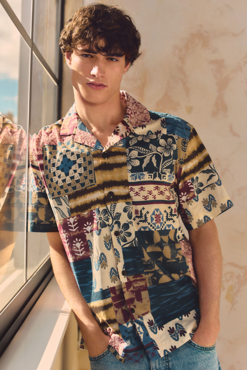 Springfield Camisa manga corta estampado patchwork