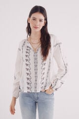 Springfield Blusa bordados boho café