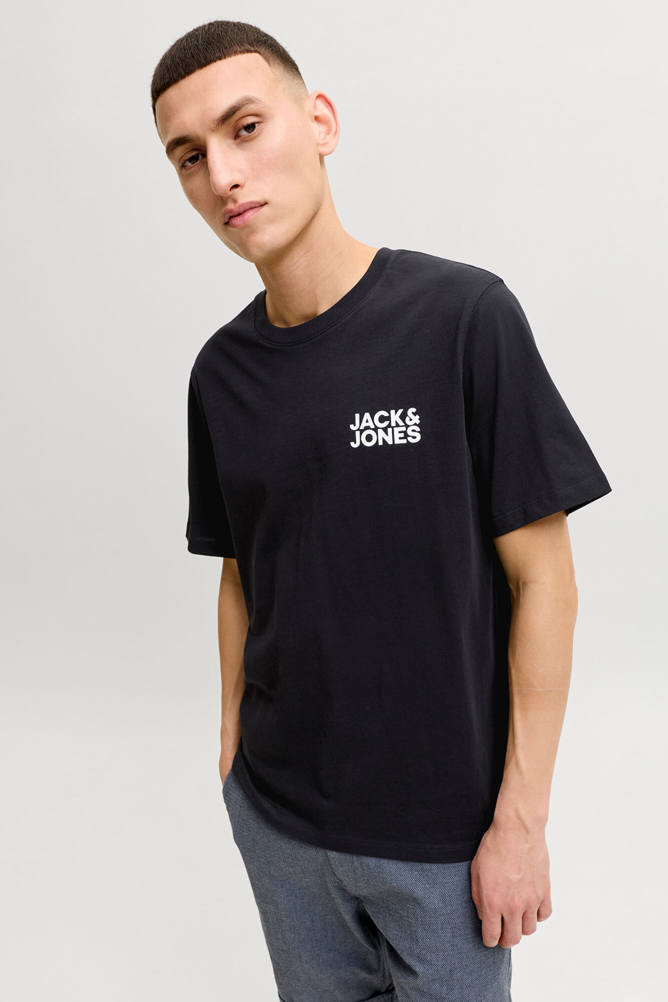 Jack & Jones Playera slim de manga corta negro