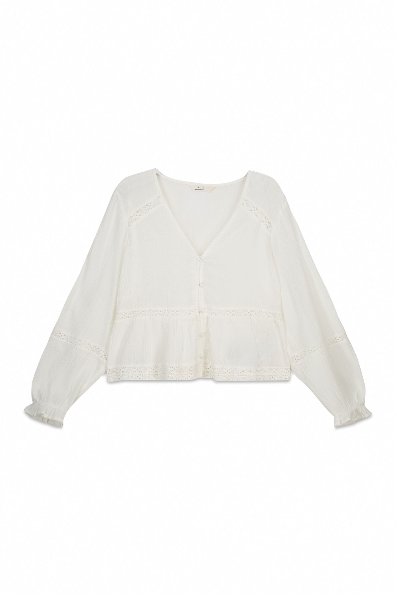 Springfield Blusa rom&aacute;ntica blanca beige