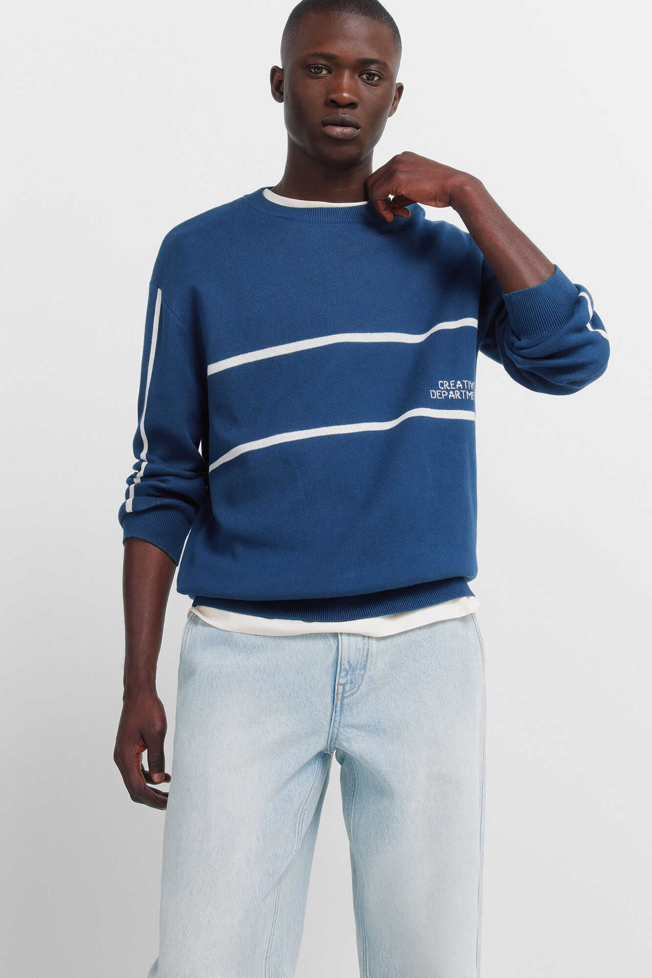 Springfield Pantal&oacute;n chino de mezclilla lavado claro azul indigo