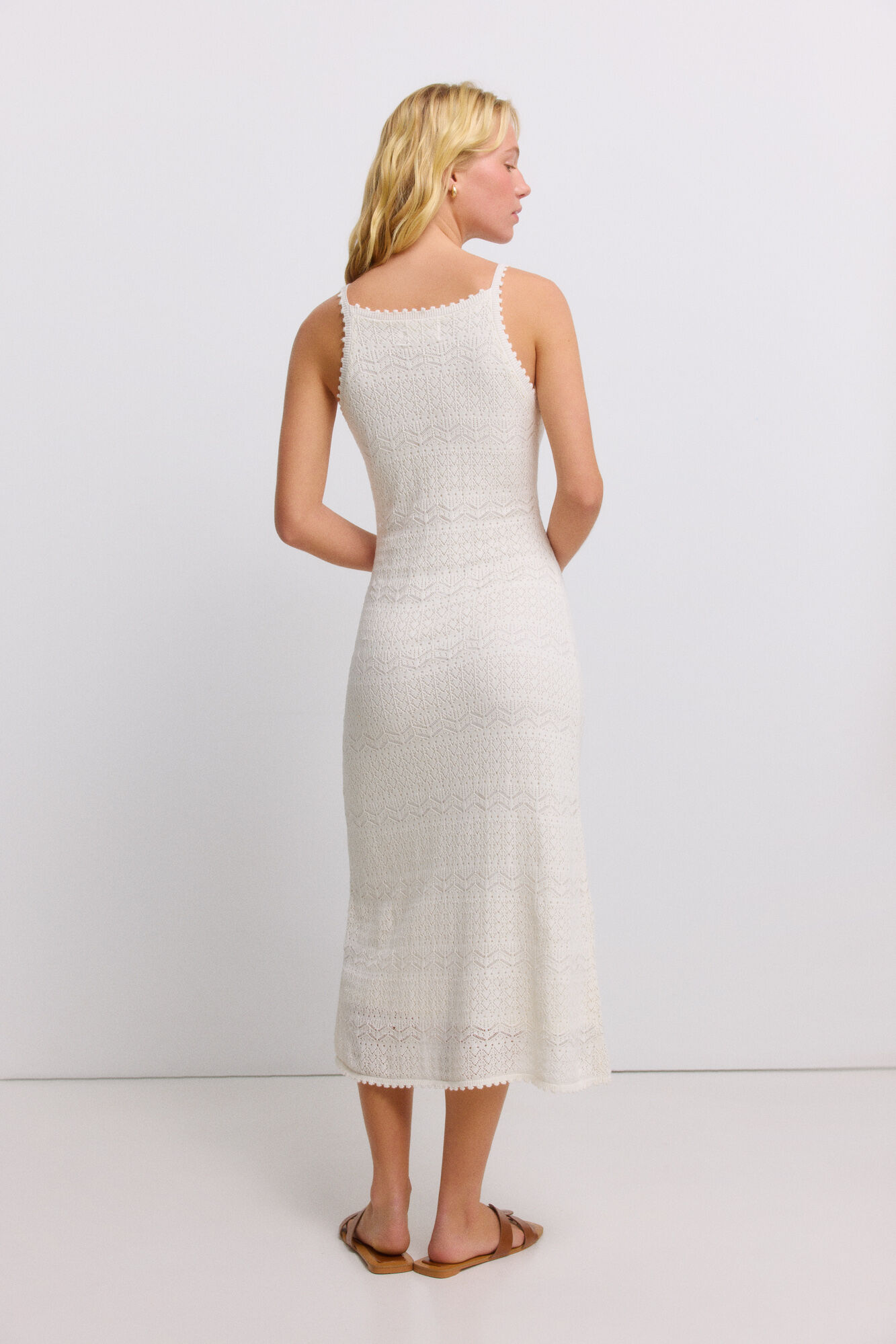 Springfield Vestido midi de tejido blanco