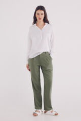 Springfield Pantalón básico lino kaki