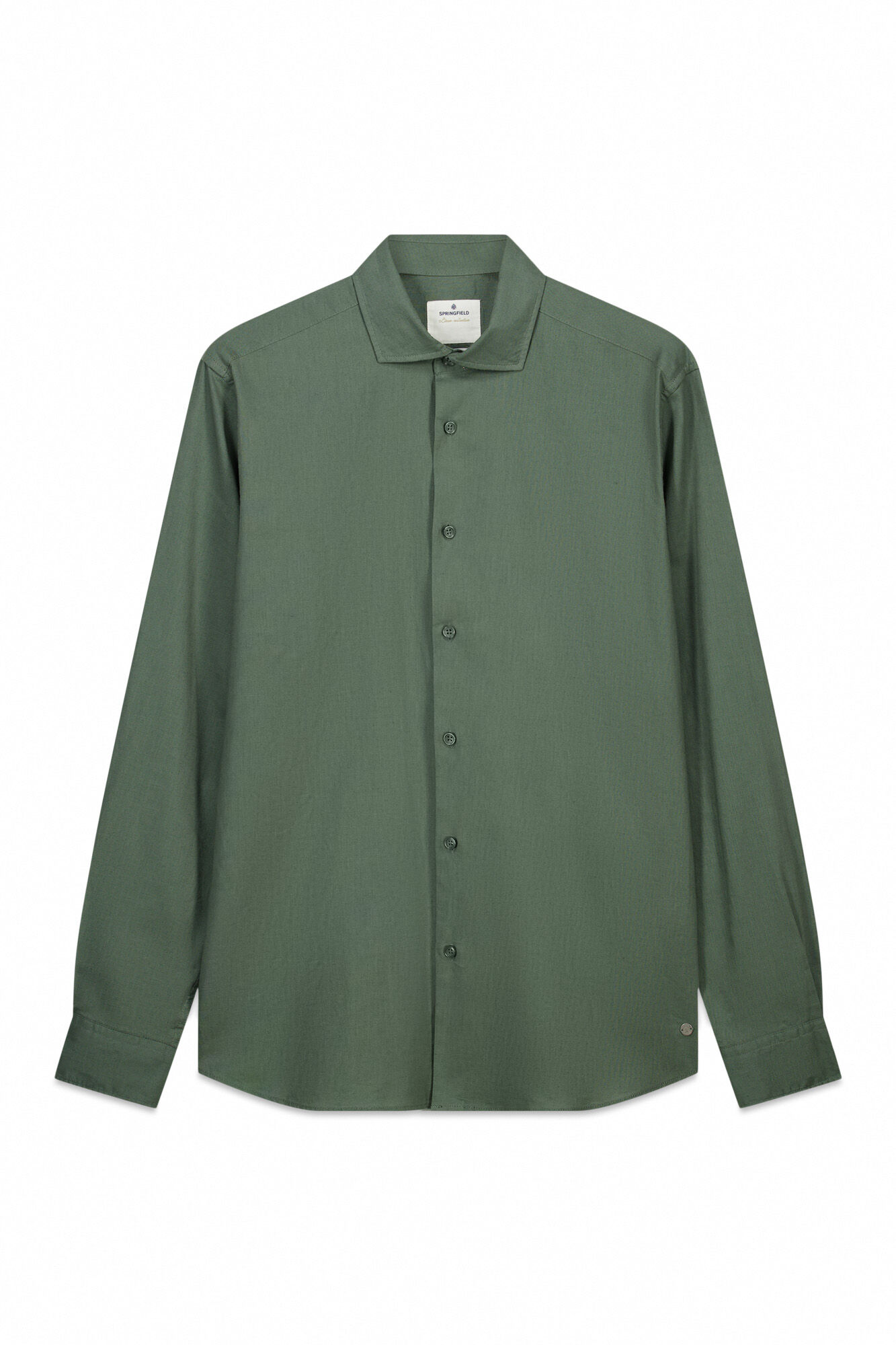 Springfield Camisa de vestir de lino caza oscuro